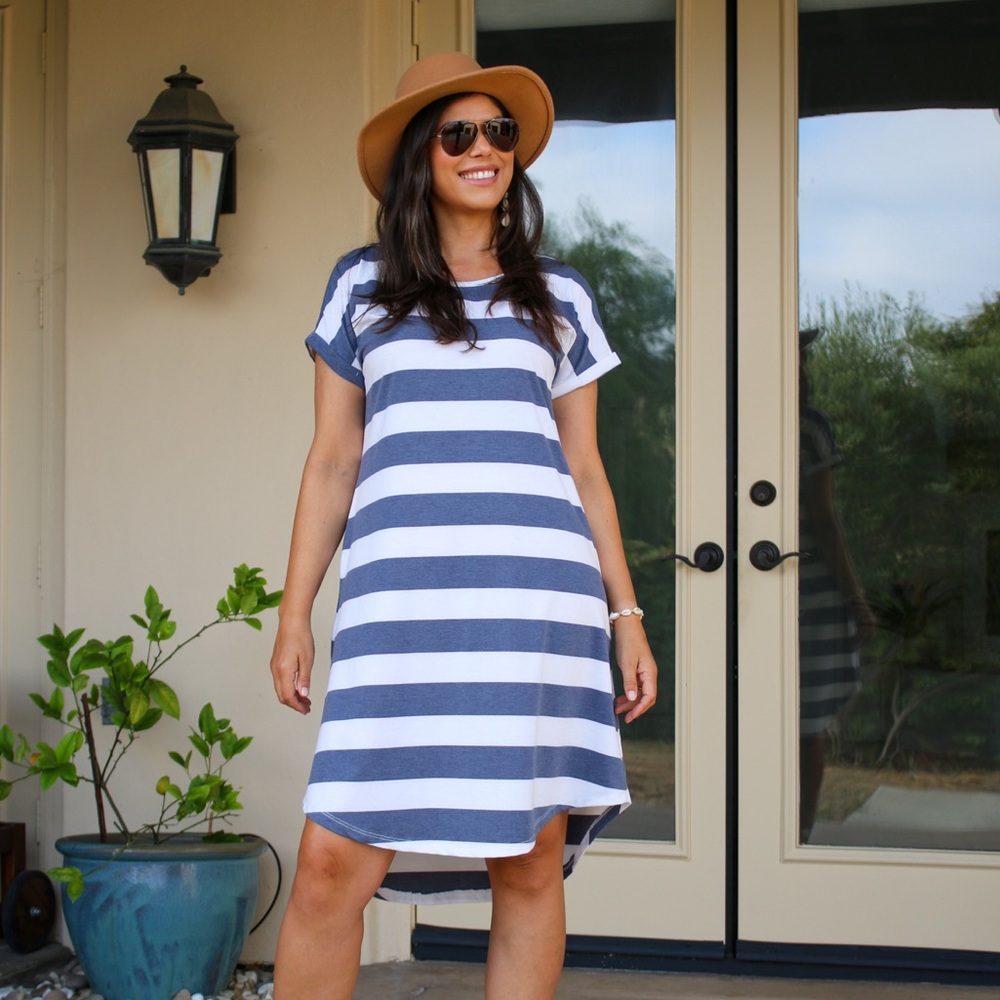 Beachly Charlie Striped Dress Cobalt Stripe Size Small Brand New